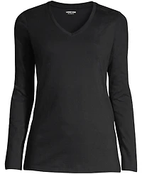 Lands' End Women's Supima Cotton Long Sleeve V-Neck T-Shirt