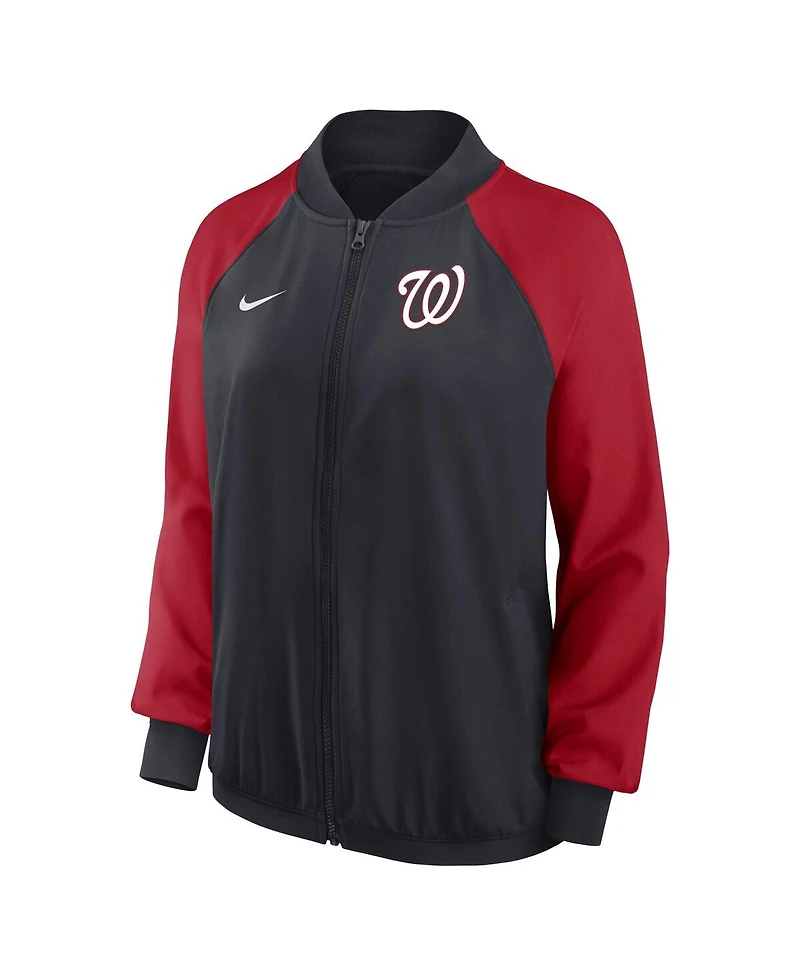 Women's Nike Navy Washington Nationals Authentic Collection Team Raglan Performance Full-Zip Jacket