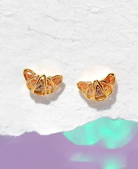 Girls Crew Faux Cubic Zirconia Croissant Stud Earrings