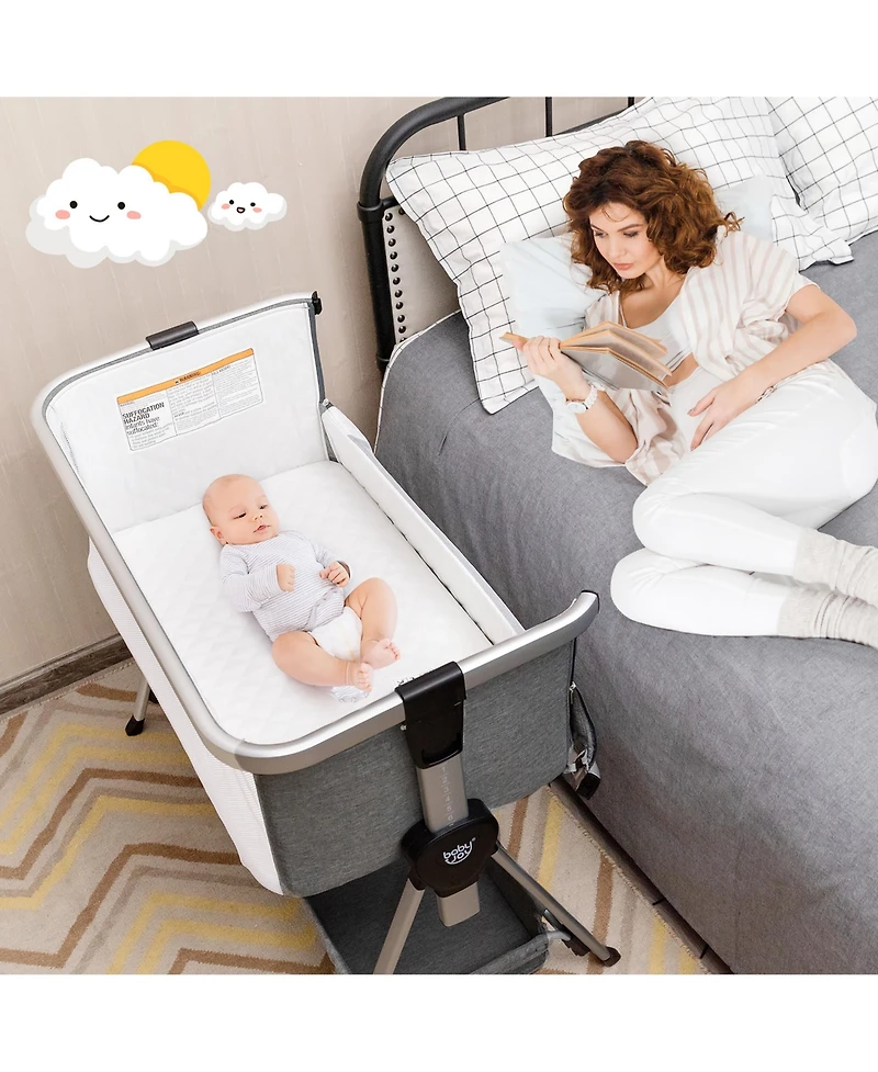 Costway Baby Bed Side Crib Portable Adjustable Travel Sleeper Bassinet