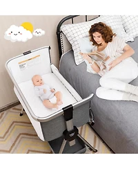 Costway Baby Bed Side Crib Portable Adjustable Travel Sleeper Bassinet
