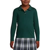 Lands' End Girls School Uniform Long Sleeve Feminine Fit Interlock Polo Shirt