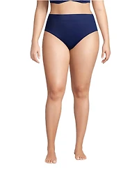 Lands' End Plus Tummy Control High Waisted Bikini Swim Bottoms