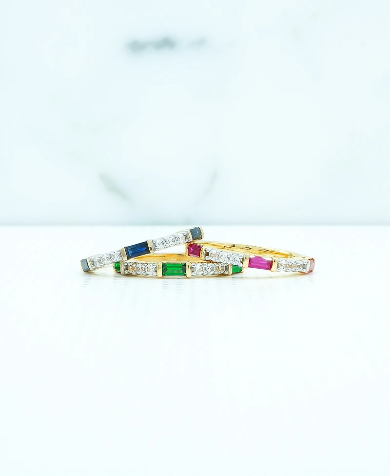 Lab-Grown Blue Sapphire (3/8 ct. t.w.) & Lab-Grown White Sapphire (1/5 ct. t.w.) Stack Ring in 14k Gold-Plated Sterling Silver