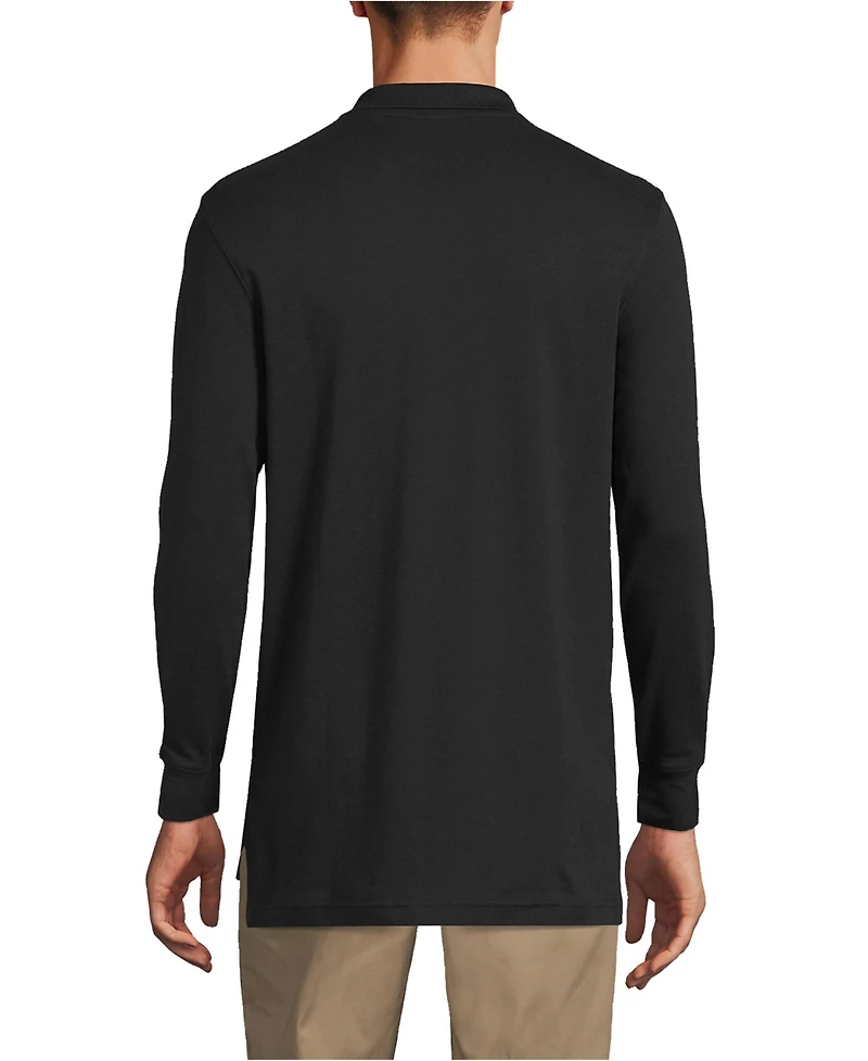 Lands' End Men's School Uniform Long Sleeve Interlock Polo Shirt