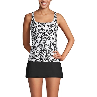 Lands' End Petite Square Neck Underwire Tankini Swimsuit Top Adjustable Straps