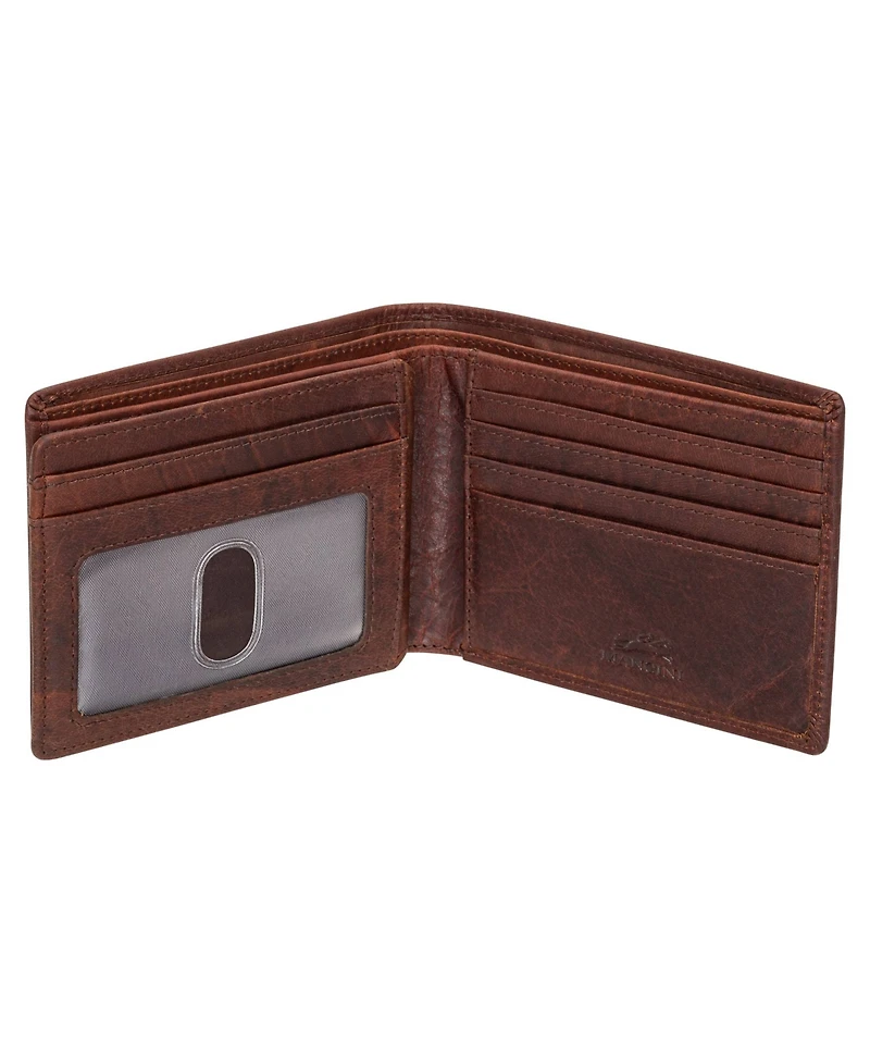 Mancini Men's Buffalo Rfid Secure Center Wing Billfold Wallet