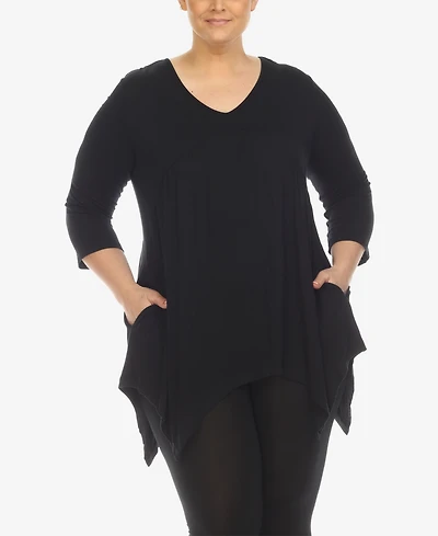 White Mark Plus Empire Cut V-neck Tunic Top