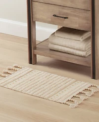 Lucky Brand Overtufted Cotton Fringe Bath Rug, 17" x 32"