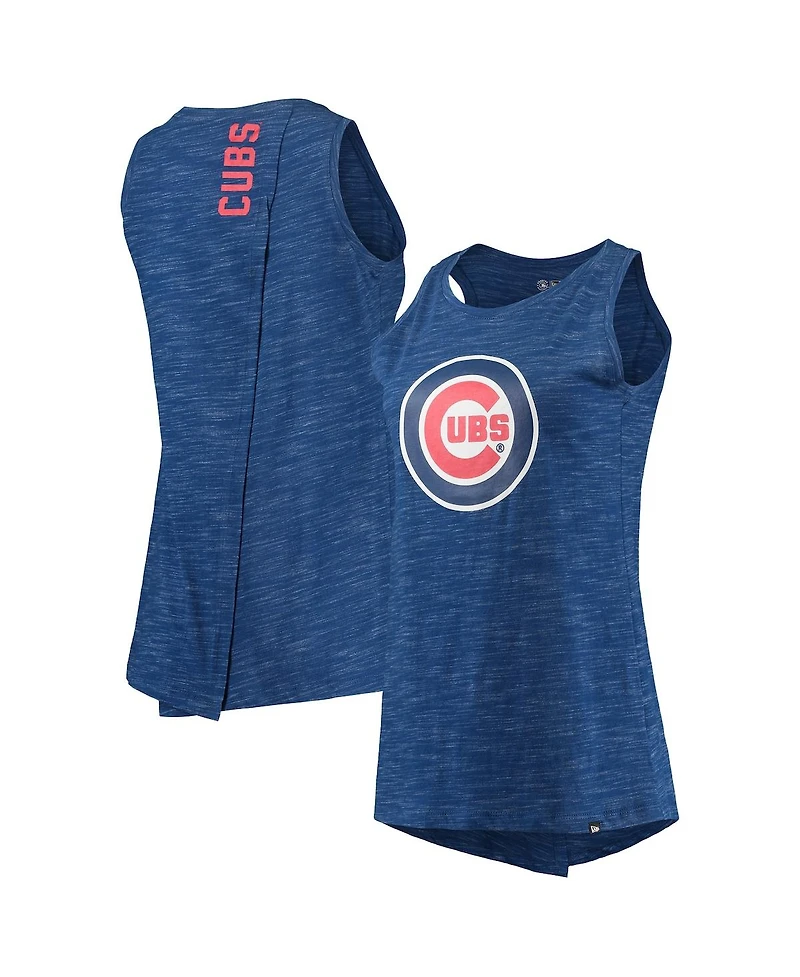 Women's New Era Royal Chicago Cubs Space Dye Back-Knot Tank Top