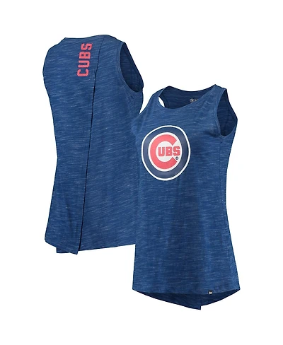 Women's New Era Royal Chicago Cubs Space Dye Back-Knot Tank Top