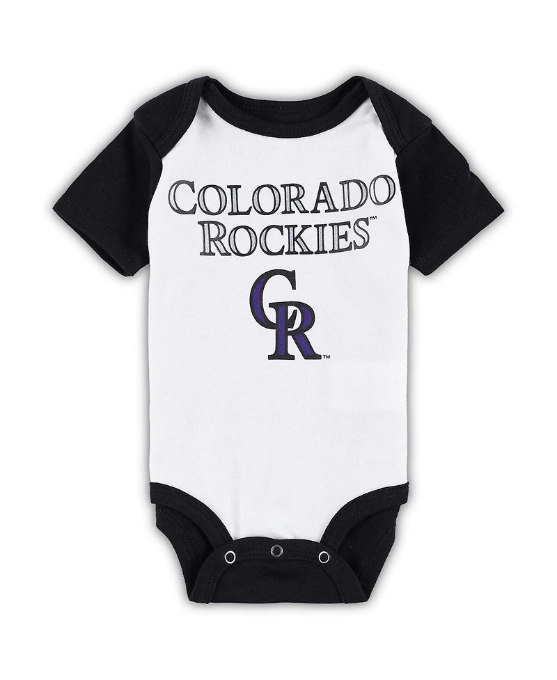 Newborn and Infant Boys Girls White, Heather Gray Colorado Rockies Little Slugger Two-Pack Bodysuit Set