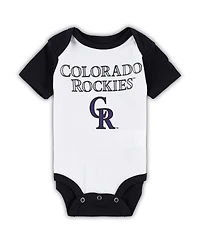 Newborn and Infant Boys Girls White, Heather Gray Colorado Rockies Little Slugger Two-Pack Bodysuit Set