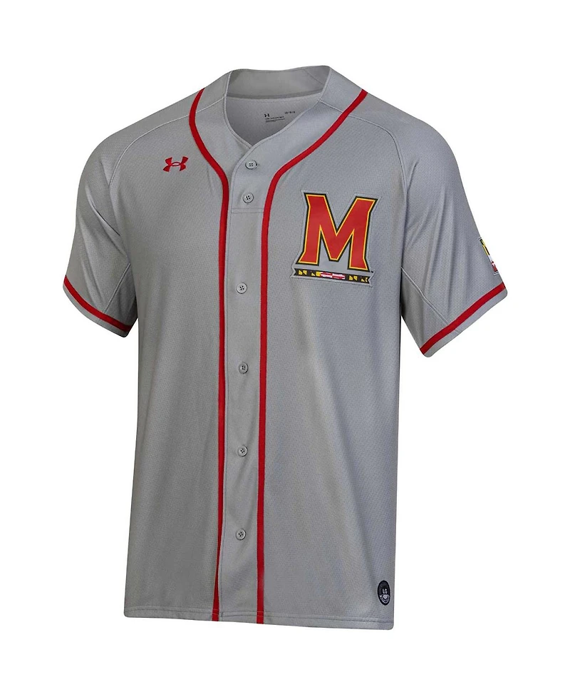 Men's Under Armour Gray Maryland Terrapins Replica Baseball Jersey