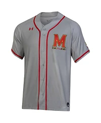 Men's Under Armour Gray Maryland Terrapins Replica Baseball Jersey