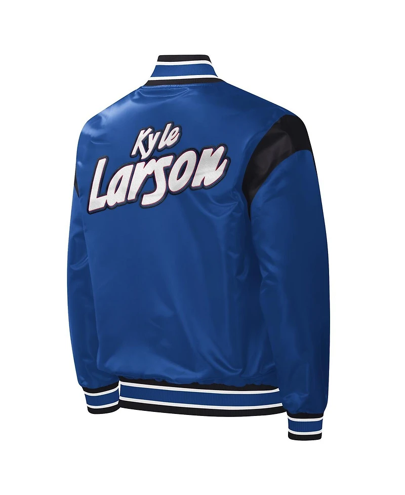 Men's Starter Royal Kyle Larson Force Play Full-Snap Varsity Jacket