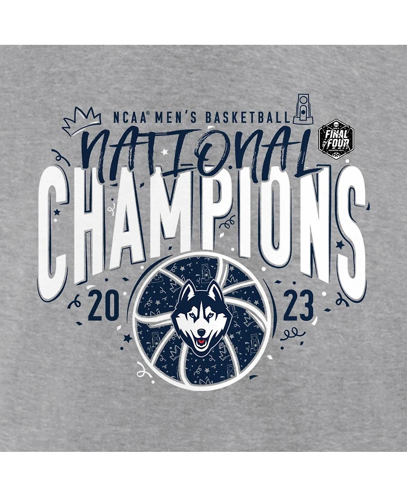 Women's Fanatics Gray UConn Huskies 2023 Ncaa Men's Basketball National Champions Confetti Pullover Hoodie