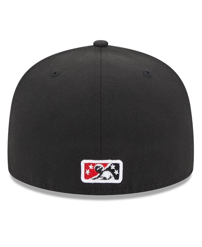 Men's New Era Black Rochester Red Wings Authentic Collection Alternate Logo 59FIFTY Fitted Hat