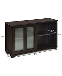 Storage Cabinet Sideboard Buffet Cupboard Glass Sliding Door