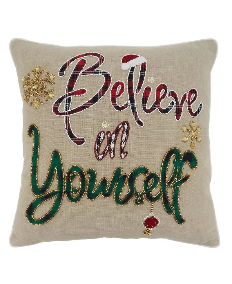 Saro Lifestyle Believe in Yourself Decorative Pillow, 18" x 18"