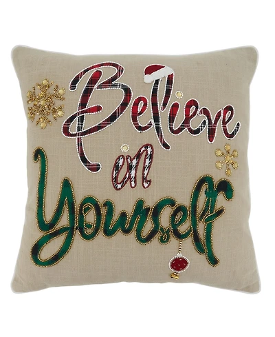 Saro Lifestyle Believe in Yourself Decorative Pillow, 18" x 18"