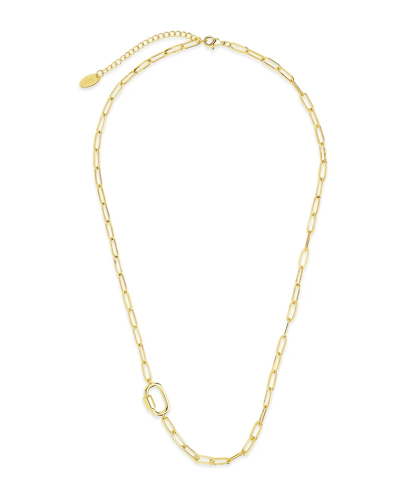 Sterling Forever Polished Carabiner Station Necklace
