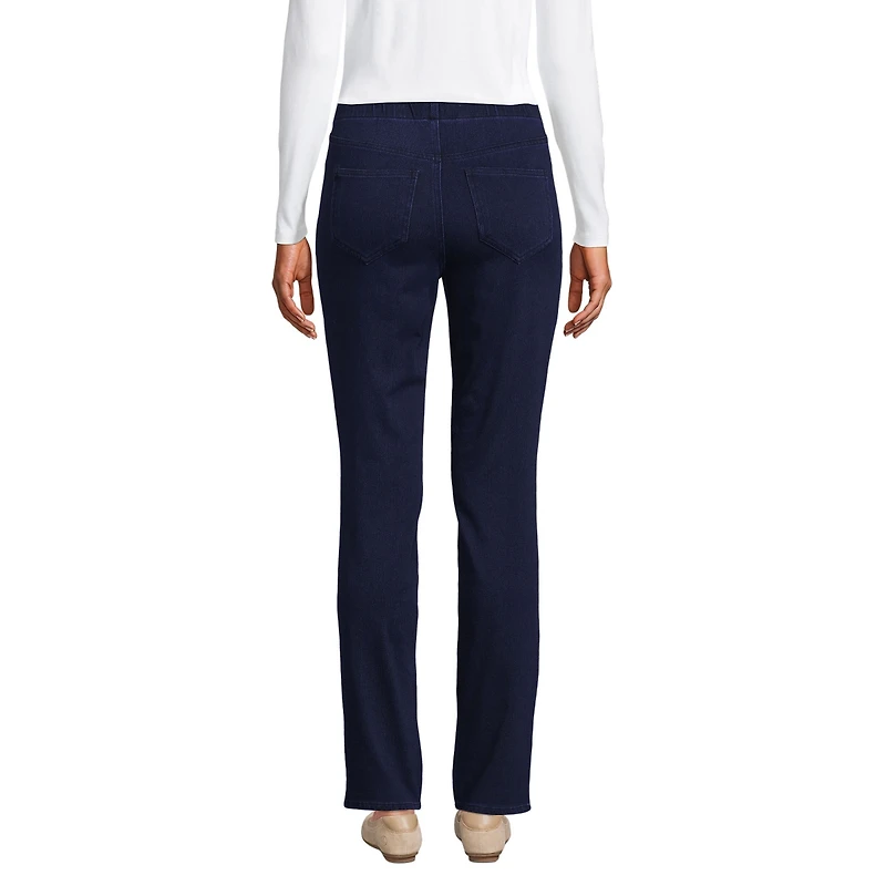 Lands' End Women's Tall Starfish High Rise Knit Denim Straight Jeans