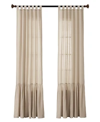 Lush Decor Farmhouse Faux Linen Tab Top Window Curtain Panel Single 40"W x 84"L Off - Curtains For Bedroom - Living Room Curtains