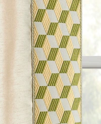 Lush Decor Luxury Mid Century Geo Faux Silk Jacquard Border Window Curtain Panel Wheat/Green Single 52x84