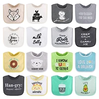 The Peanutshell Baby Girls Unisex Terry Bibs, 16 Pack for Feeding, Teething, or Drooling, Neutrals Theme