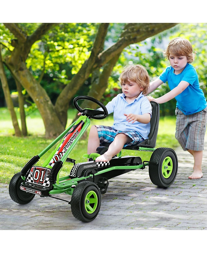 4 Wheels Kids Ride On Pedal Powered Bike Go Kart Racer Car Outdoor Play Toy