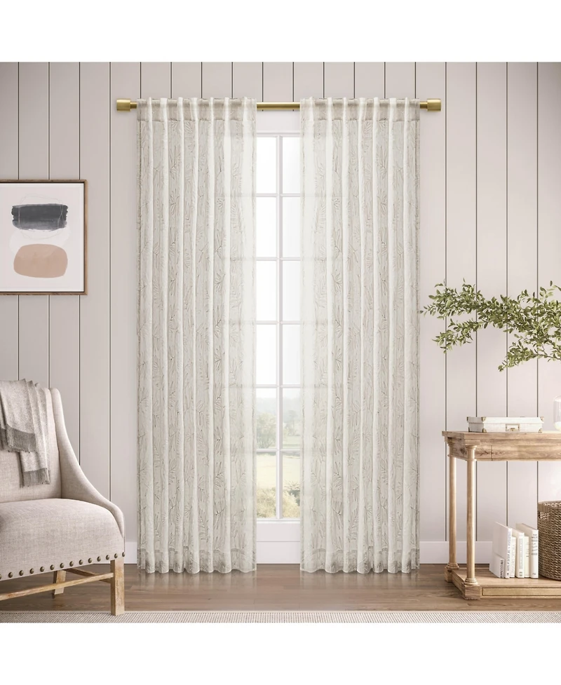 Ricardo Sheer Leaf Rod Pocket With Back Tab Curtain Panel 52"W x 84"L