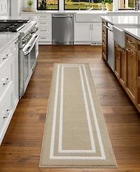 Jean Pierre Double Line Border Tufted - Machine Washable Runner Rug