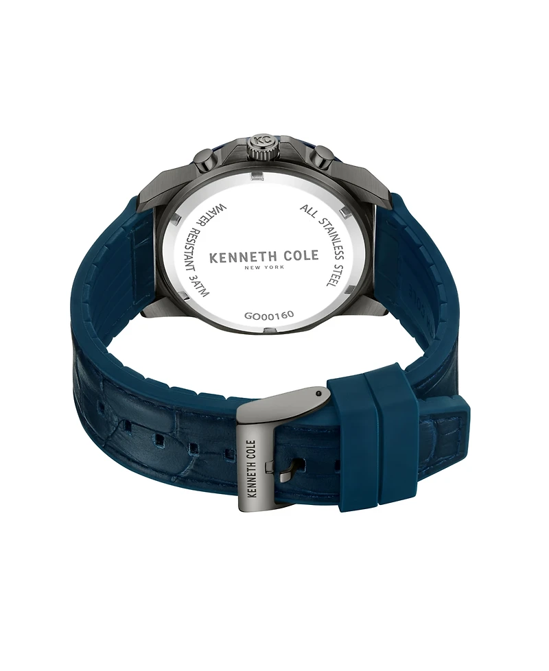 Kenneth Cole New York Men's Chronograph Dress Sport Blue Genuine Leather Watch 45mm