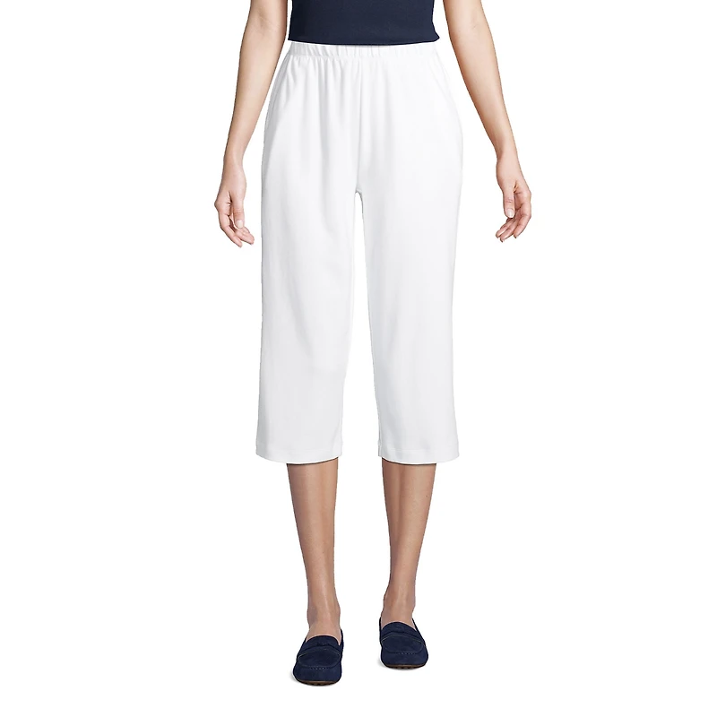 Lands' End Petite Sport Knit High Rise Elastic Waist Capri Pants