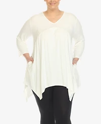 White Mark Plus Empire Cut V-neck Tunic Top