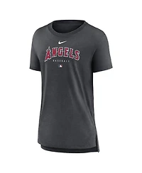 Women's Nike Heather Charcoal Los Angeles Angels Authentic Collection Early Work Tri-Blend T-shirt