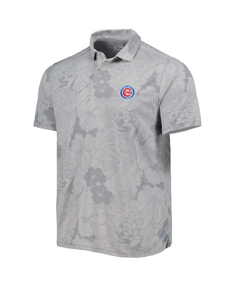 Men's Tommy Bahama Gray Chicago Cubs Miramar Blooms Polo Shirt