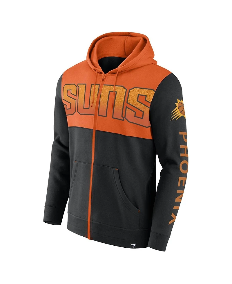Men's Fanatics Black, Orange Phoenix Suns Skyhook Colorblock Full-Zip Hoodie