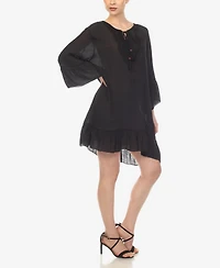White Mark Women's Sheer Crochet Knee Length Cover Up Dress