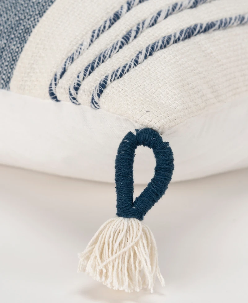 Rizzy Home Modern Stripe Tassal Decorative Pillow, 20" X