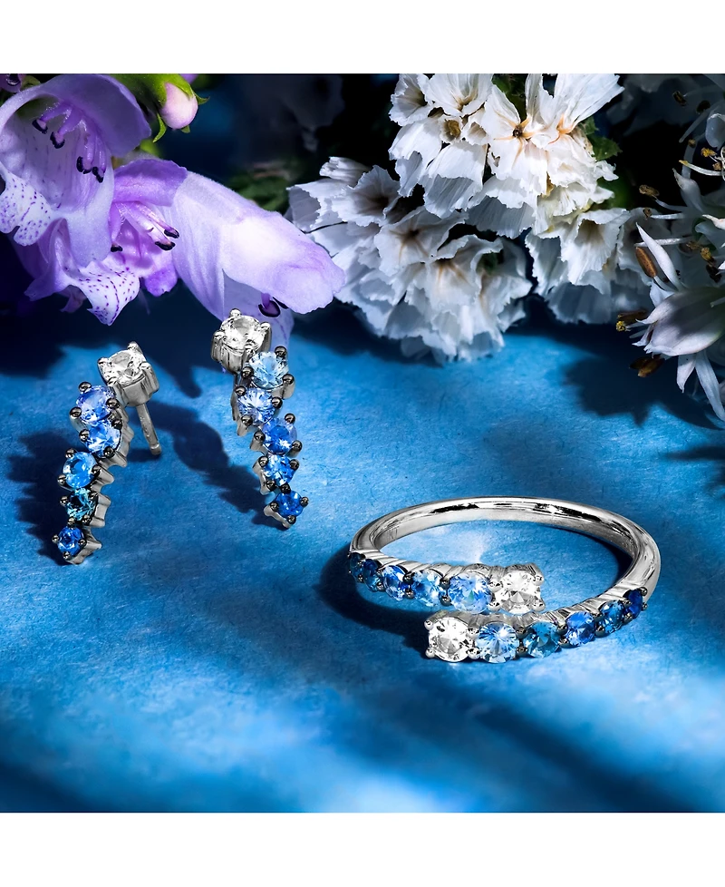 Le Vian Denim Ombre (5/8 ct. t.w.) & White Sapphire (1/5 ct. t.w.) Stud Earrings in 14k White Gold