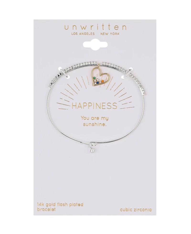 Unwritten Multi Color Cubic Zirconia Heart Bangle Bracelet