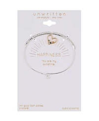 Unwritten Multi Color Cubic Zirconia Heart Bangle Bracelet