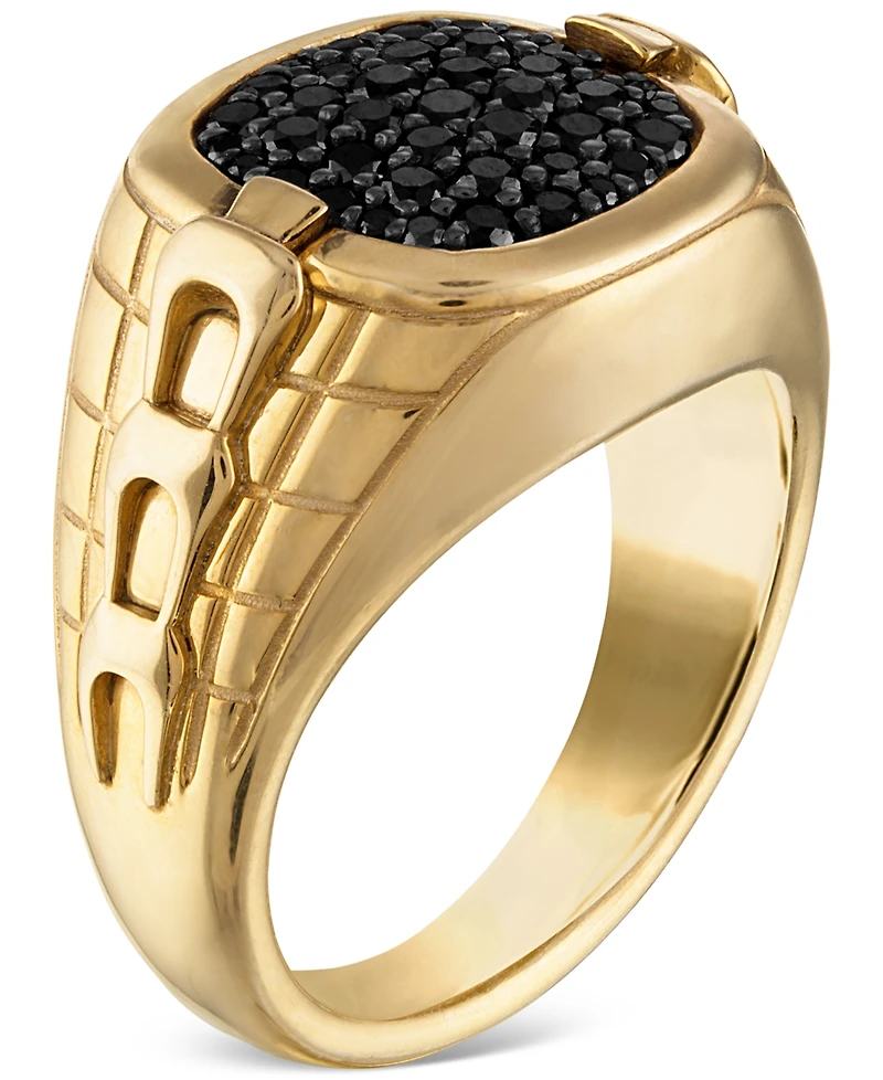 Bulova Men's Classic Black Diamond (1/2 ct. t.w.) Ring 14k Gold-Plated Sterling Silver