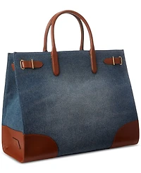 Lauren Ralph Lauren Devyn Denim with Leather Trim Extra-Large Tote Bag