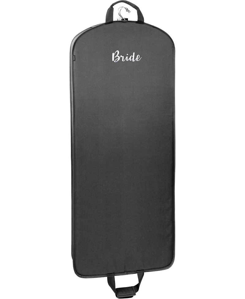 WallyBags 60" Deluxe Travel Garment Bag with Bride Embroidery and 40" Deluxe Travel Garment Bag with Groom Embroidery 2-Piece Set - Black