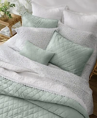 Laura Ashley Solid Velvet Diamond Stitch 4 Piece Quilt Set, King