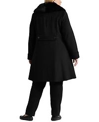 Lauren Ralph Plus Faux-Fur-Collar Coat
