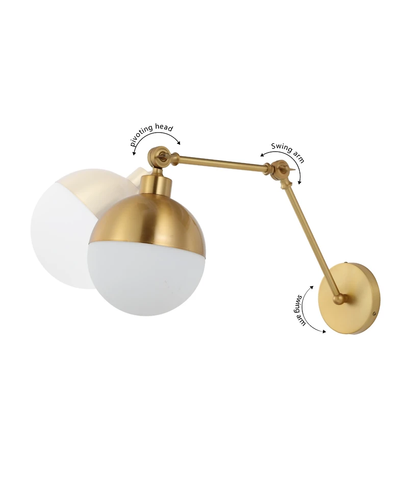 Alba 8" 1-Light Mid-Century Modern Arm-Adjustable Iron, Glass Led Sconce